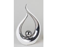 Moderna Escultura Figura decorativa Hecho De Cerámica en blanco/plata altura 29 cm