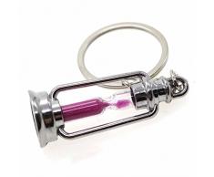 VANKER Metal de plata lámpara en forma de reloj de arena arena temporizador anillo llavero de la baratija de la novedad - Melocotón
