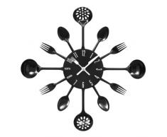 Premier Housewares - Reloj de pared, diseño de cubertería, diámetro de 43 cm, color negro