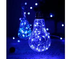 lederTEK Cadena de Luces 30 LED y 3m de de Alambre de Cobre Impermeable con Batería para Utilizarlas en Temas de Decoracion en el Árbol de Navidad o Resaltar Alguna Figura Decorativa Azul