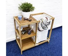 Relaxdays 10018472 - Mueble de baño con cesta para la ropa sucia y 3 estantes