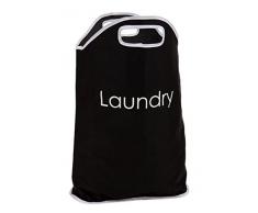 Viceni - Bolsa para colada de poliéster y color negro, con asas y texto en blanco