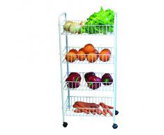 MSV MS296 - Carrito de cocina multiusos, 4 niveles, metal, color blanco