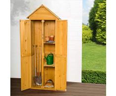 TecTake Caseta de exterior Armario de madera de jardín para herramientas cobertizo con tejado en punta | 69 x 60 x 211 cm