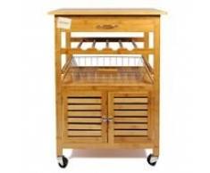 Carrito de cocina Woodluv de bambú de golf con cajón, cesta de, armario y botellero