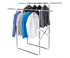 TecTake Perchero plegable doble soporte regulable colgador de ropa percha burro 2 barras
