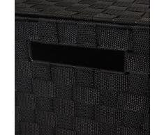 JVL - Cesto tejido para ropa sucia (con asas), color negro