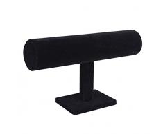 Organizador de joyas Switchali Soporte para bisutería Terciopelo Joyería Estante Pulsera Collar pulseras y relojes Estar Organizador Poseedor Monitor (Negro)