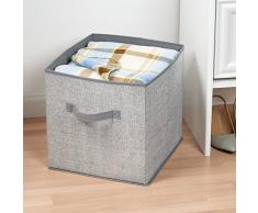 InterDesign - Aldo - Cubo para almacenamiento, de tela; para ropa blanca, ropita del bebé, juguetes, ropa o equipos deportivos, organizador del armario - Gris