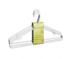 Oryx 5150546 - Pack de 3 perchas de plástico para camisa, 450 mm, color blanco