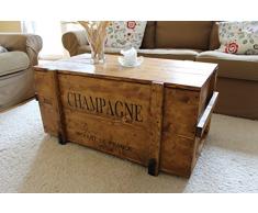Mesa de centro auxiliar madera baúl Vintage shabby chic Landhaus madera maciza color nogal