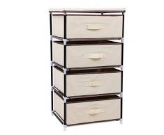 Songmics Organizador con 4 cajones Armario de tela modular Multiusos Beige 45 x 38 x 84,5 cm RLG14M