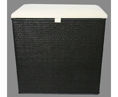 Cesto para la ropa sucia con 2 clasificador de taburete de ratán de colour negro con dos compartimentos para "Made in Germany"