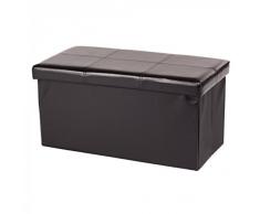 MY baúl para sentarse plegable caja de almacenaje piel sintética 80 x 40 x 40 cm negro