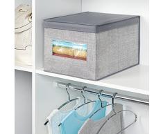 InterDesign - Aldo - Caja-organizadora de tela, para armario; guarda ropa, zapatos, carteras, pantalones - grande - Gris