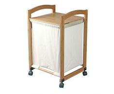 MSV MS078 - Cesta de bambú para ropa con ruedecillas y bandeja, 45 x 41 x 73 cm, color beige