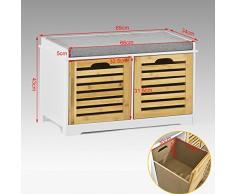 SoBuy® Banco de almacenamiento con cojines y 2 cubos de entrada del gabinete Dresser zapato cómodo banco FSR23-K-WN, ES