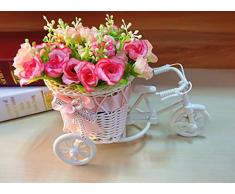 ETGtek(TM) Flor Paquete 1pcs hecha a mano de ratán florero canasta de la bicicleta artificial decoración de la boda (rosa)