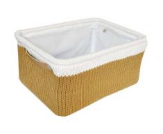 Opportunity 65QC13040181 - Cesta rectangular para baño Wool(lana 36 x 26 x 18 cm), color marrón y blanco