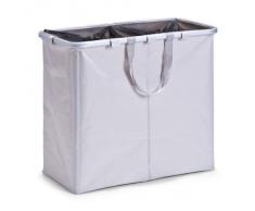 Zeller 13295 - Cesto para colada (2 compartimentos, poliéster y aluminio, 62 x 32 x 54 cm), color beige