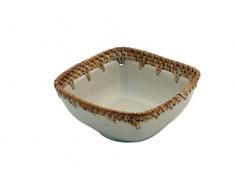 Discount Etnico CUENCO DE CERAMICA VIDRIOSA CON MIMBRE 13X13 CM