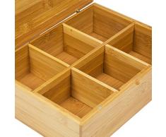 WoodLuv – Cesto 6 compartimento para bolsas de té caddy caja organizador y almacenamiento – , de bambú Natural