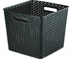 Curver 196886 My Style - Cesto con efecto mimbre (30 L), color negro
