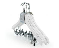 Hangerworld - Perchas De Madera Blanca Con Pinzas De Metal, 45 cm, 10 Unidades