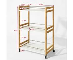 SoBuy® Carrito de server de bambú, Estanteria para nichos, Trolley de cocina, Estanterias de baño, FKW32-WN, ES