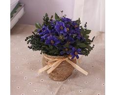 XIN HOME Simulación de flor artificial Set Rattan flor de seda para la decoración del hogar Oficina Sala de ornamentos, Púrpura canasta de flores de ratán