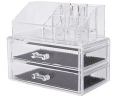 Compactor caja organizadora - 2 cajones joyero y cosméticos, transparente