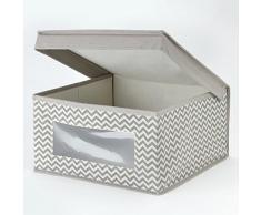 InterDesign - Chevron - Almacenamiento blando - Caja mediana - Gris topo/natural