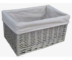 Antique Wash forrado Abrir mimbre Canasta de almacenamiento grande