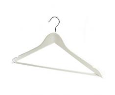 Pantalla Drakes tamaño grande de madera perchas con barra para pantalones, 100 unidades, blanco mate