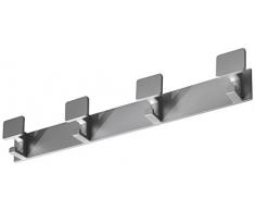 Gruppo Confalonieri Pa01273 - Perchero de pared, acero y metal fundido, 54,6 x 12,2 x 8,6 cm, 4 ganchos, fijación mediante tornillos, color plateado, plata, Pa0127300ap1