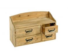 Geko Shabby Chic armario con 4 cajones, madera, marrón, Small