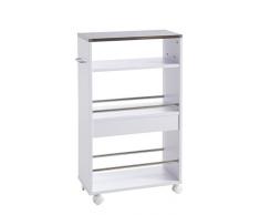hot-stock - Carro auxiliar de cocina con ruedas (madera y metal), color blanco