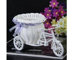 SODIAL(R) Ratan Flor Cesta Triciclo Bicicleta Para Florero Jarron Regalo Decoracion