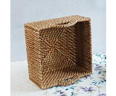 BAGEHUA tejidas a mano cesta de mimbre cesta de almacenamiento portátil de almacenamiento de Escritorio Baño Cesta de Rattan Plaza té Canasta de almacenamiento grande marrón Tuba