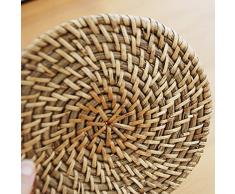 rota natural tejida a mano redondo decorativo cuenco posavasos cojín del aislamiento de la almohadilla de mantel de mimbre
