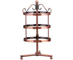 Gosear 72 hoyos Metal Rotativo Soporte de exhibición para Pendiente Collar Joyas Pantalla Bronceador