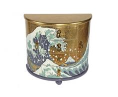 Casa Collection / Art for living by Jänig 10549 - Joyero lacado en forma semicircular (2 puertas y 4 cajones, 37 x 39 x 19 cm, diseño de La ola de Katsushika Hokusai)