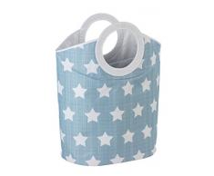 Wenko 62060100 cesto para la colada Stars - Cesto para la ropa sucia, capacidad 53 L, plástico - poliéster, 57 x 54 x 33 cm, Multicolor
