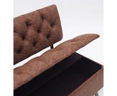 Burkina Home Decor 1516640 Banqueta Baúl con Respaldo, Madera, Marrón, 82 x 52 x 77 cm