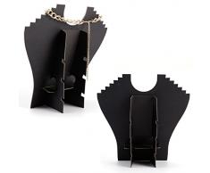 CLE DE TOUS - 1pcs Expositor Exhibidor Tres Busto terciopelo para Collar Joyas Color negro