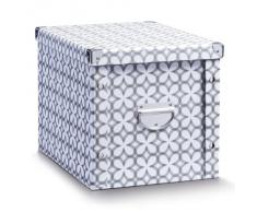 Zeller 17899 - Caja de almacenaje de cartón, 36 x 27,5 x 26,5 cm, diseño blanco retro