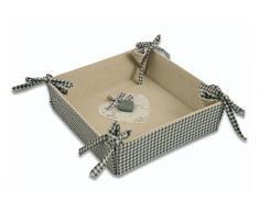 Villa D'Este Noel Cesta Cuadrada para el Pan, de Algodón, en Gris, 22x22x6cm