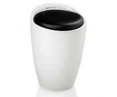 TecTake Taburete de baño asiento redondo moderno silla cesta de ropa con espacio - disponible en diferentes colores - (Blanco Negro | No. 402079)