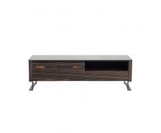 Mueble TV – Vidrio templado – Color marrón oscuro - ELVAS