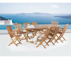 Conjunto de jardín de madera – Mesa - 8 sillas con apoyabrazos – JAVA